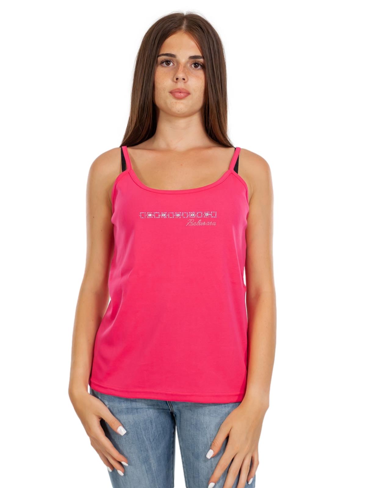 Canotta Cotone Donna Top Strass Canottiera Spalline Sottili