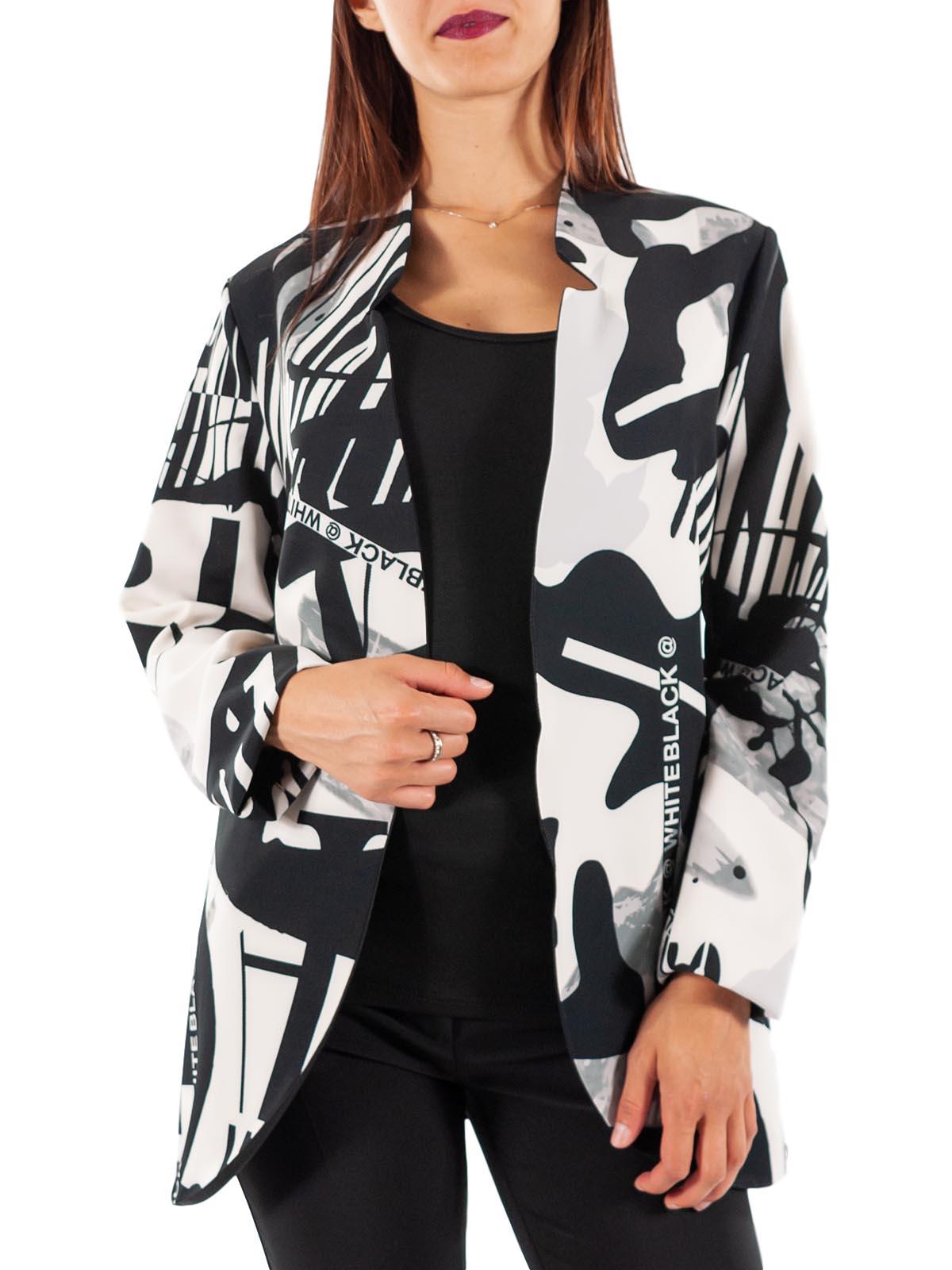 Giacca lunga donna a fantasia bicolore in tessuto tecnico