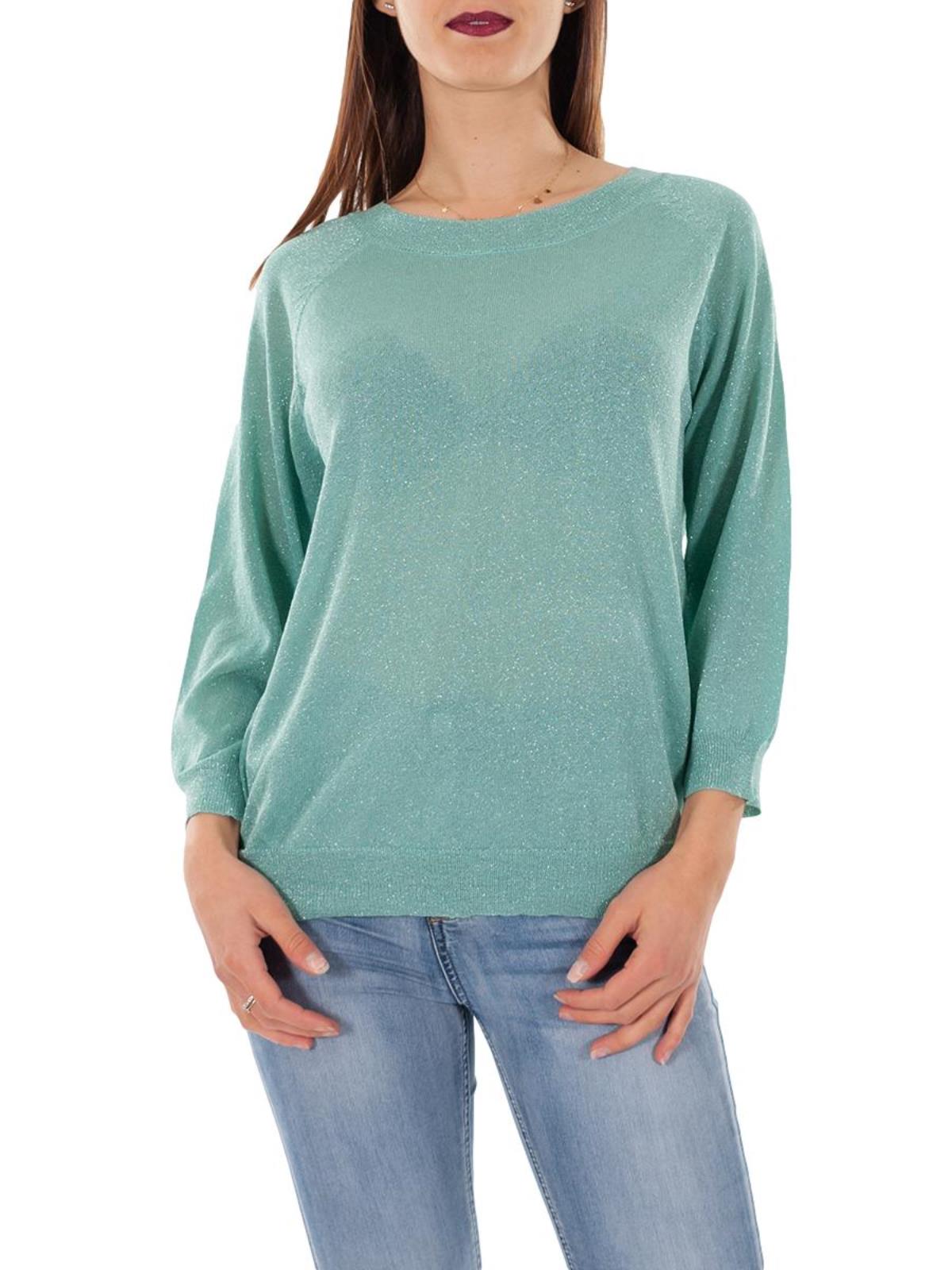 Maglia lurex estate donna maniche lunghe girocollo