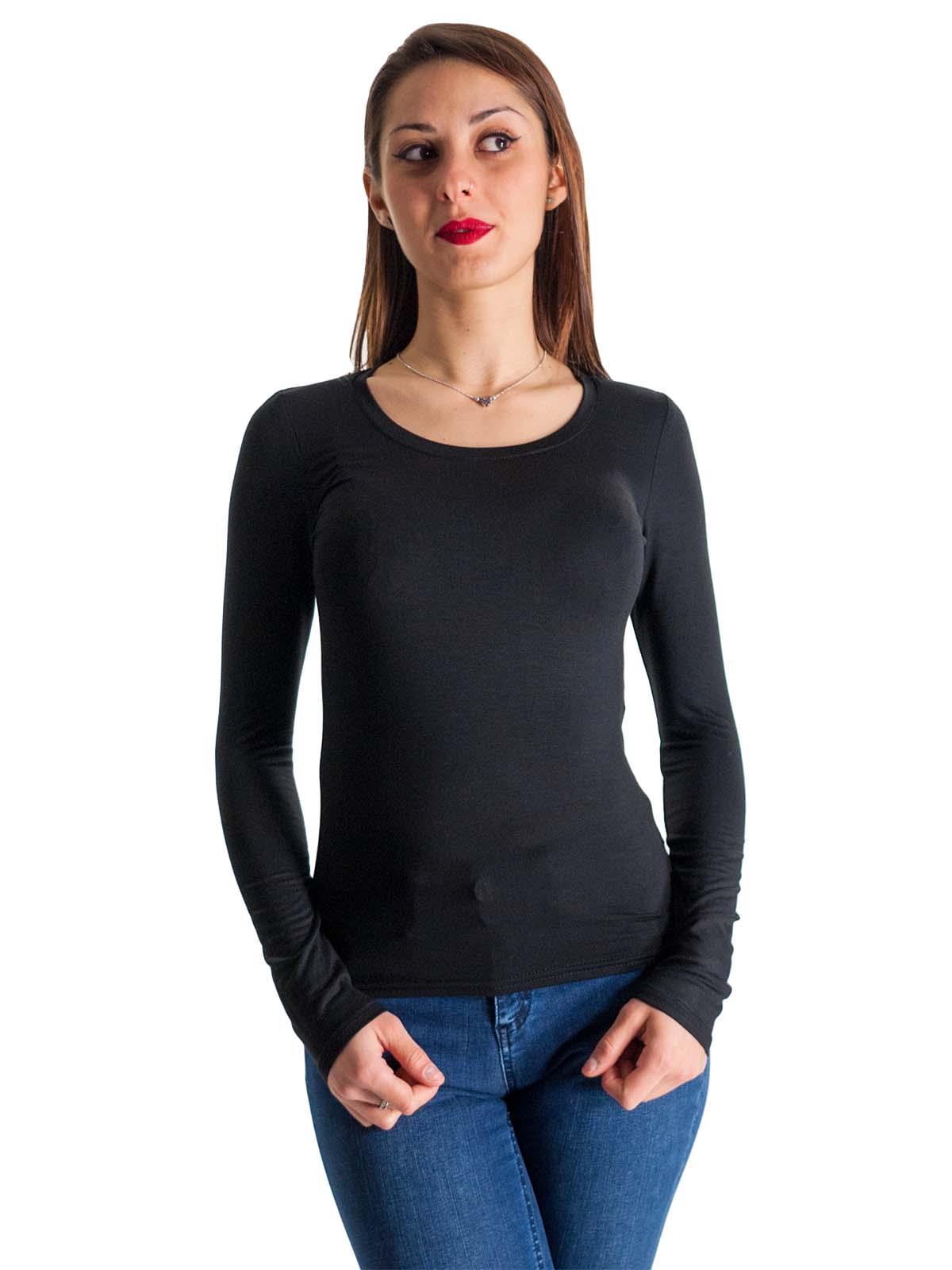 T Shirt Manica Lunga Donna Basic In Viscosa A Girocollo