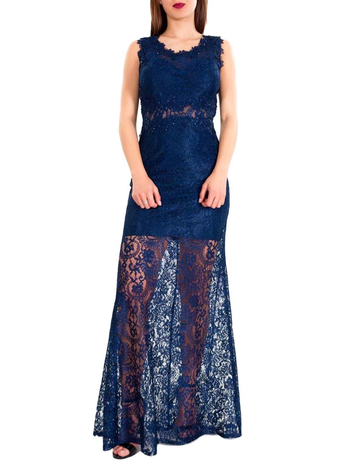 Abito Lungo Cerimonia Donna Elegante A Sirena In Pizzo