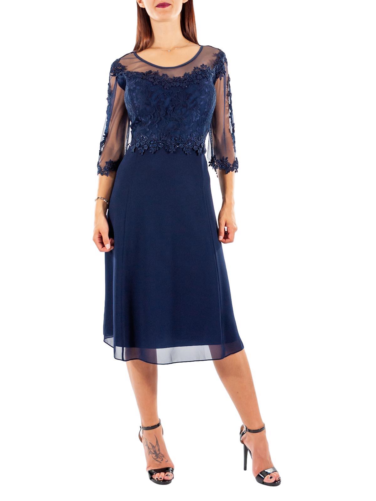 Abito Cerimonia Donna Corto Elegante con Pizzo e Strass