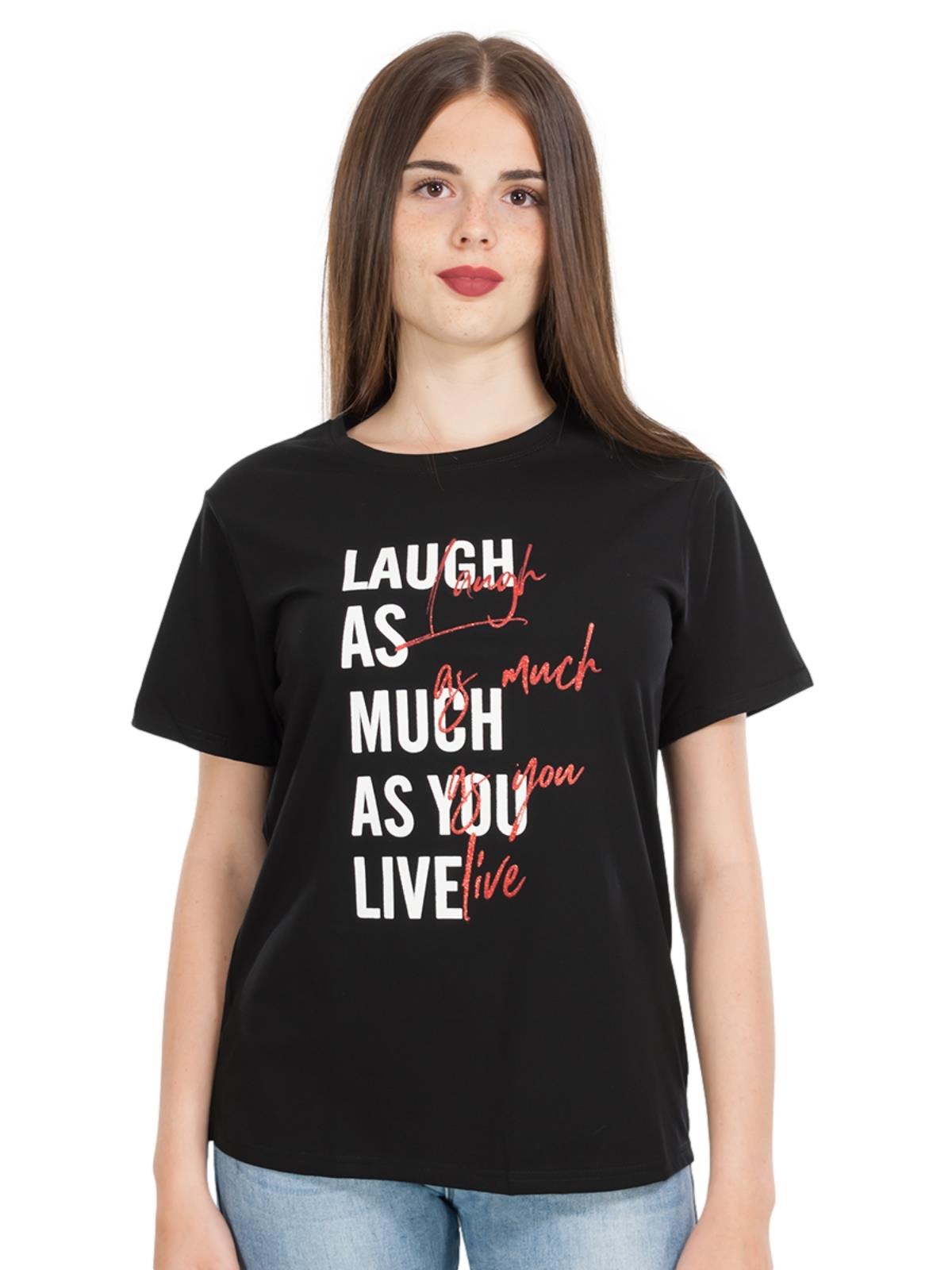 T-shirt con scritte donna online maniche corte in cotone