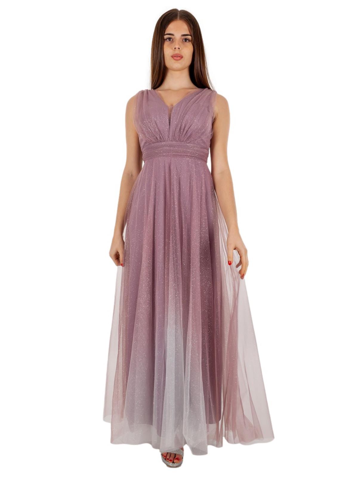 Abito lungo da cerimonia in tulle stile impero