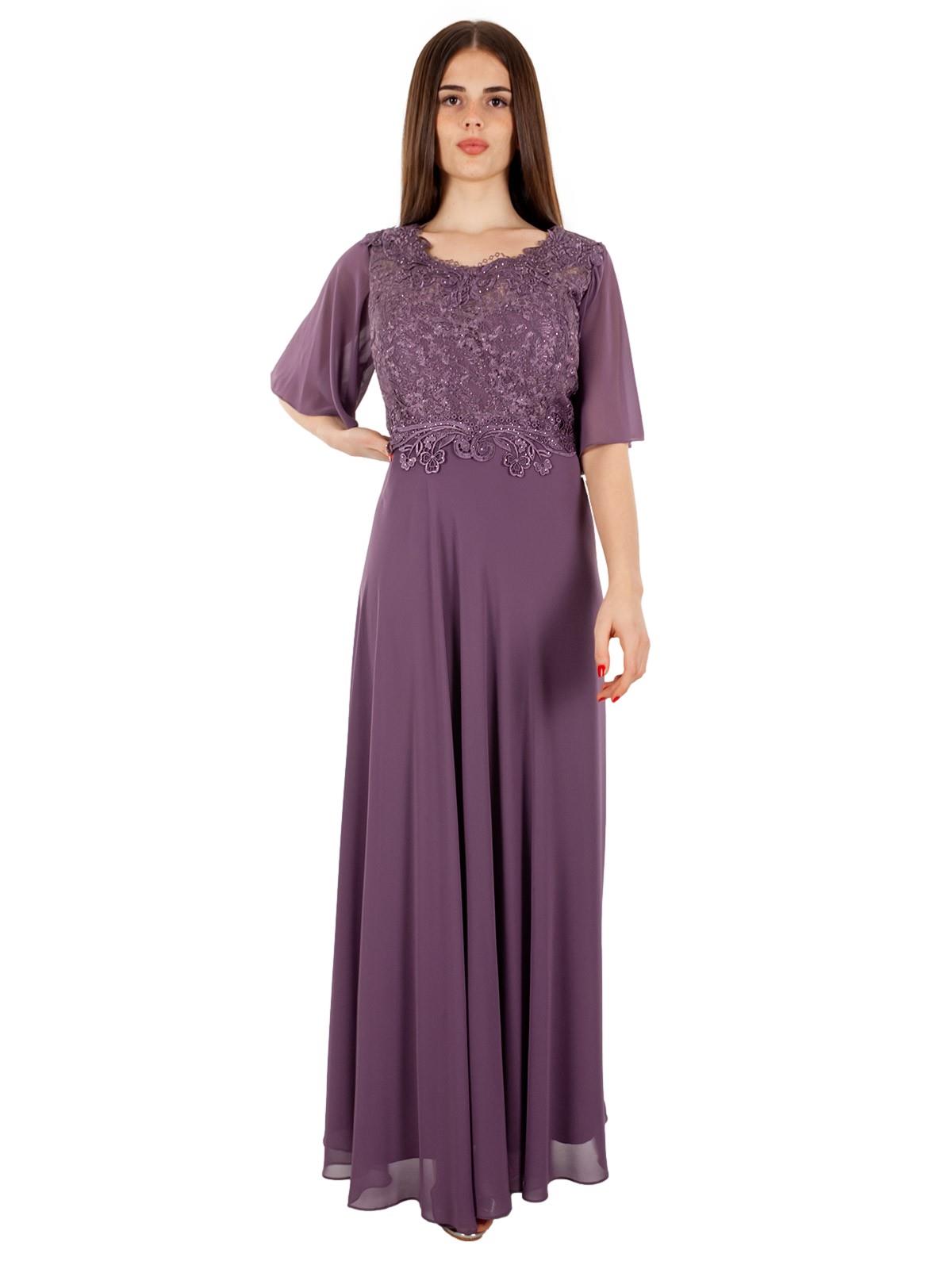 Vestito lungo cerimonia per signora curvy elegante con manica