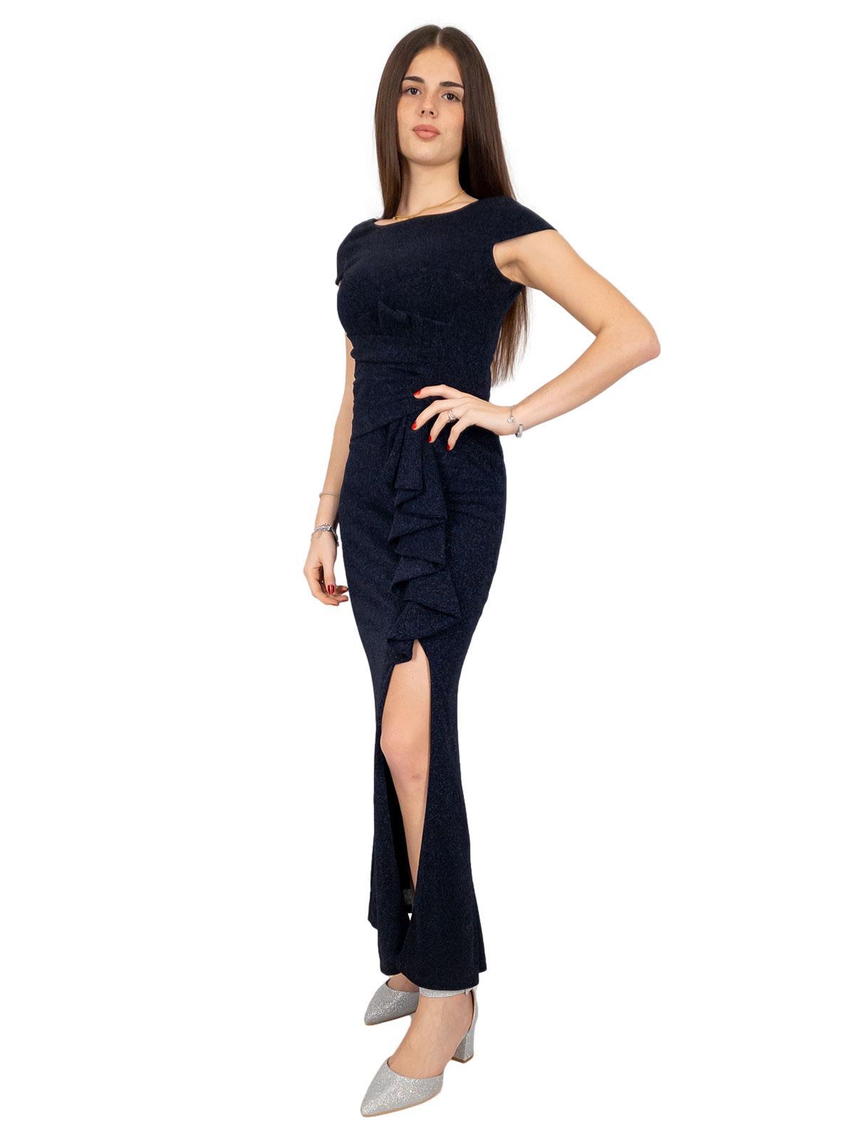 FRANK LYMAN Abito Lungo Cerimonia Sirena Glitterato Maniche ad