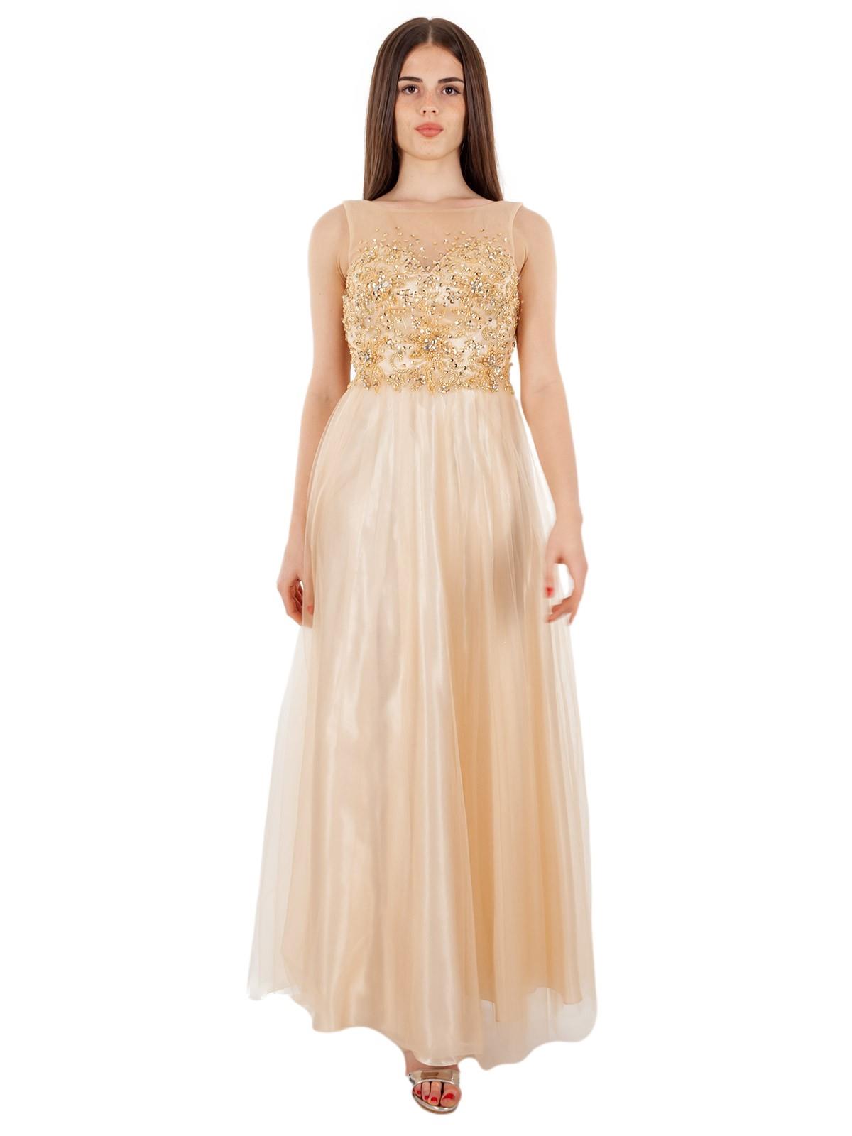 Abito lungo elegante cerimonia donna stile principessa