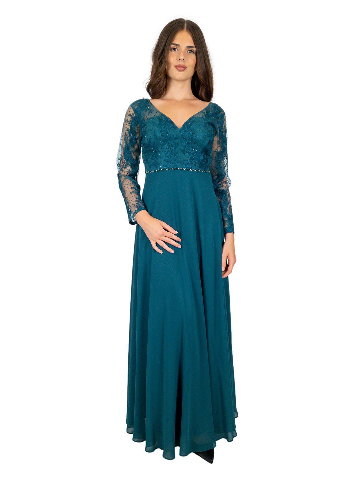 Abito lungo cerimonia manica lunga per mamma sposa o sposo