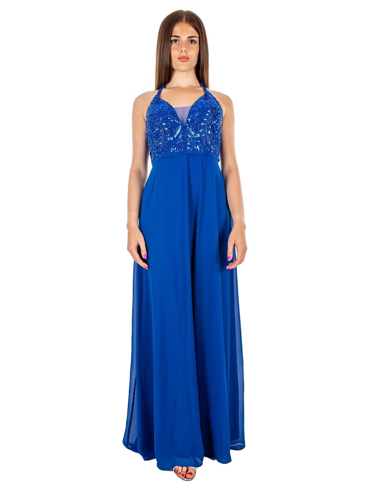 Sologioie Abito Lungo Elegante Cerimonia Donna Impero Con Paillettes