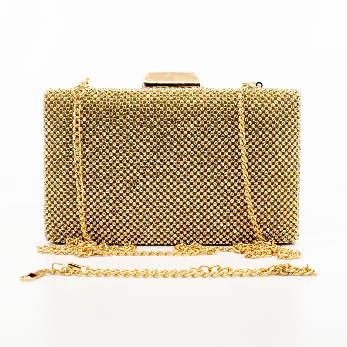 Borsetta da cerimonia a gioiello oro elegante rigida a mano