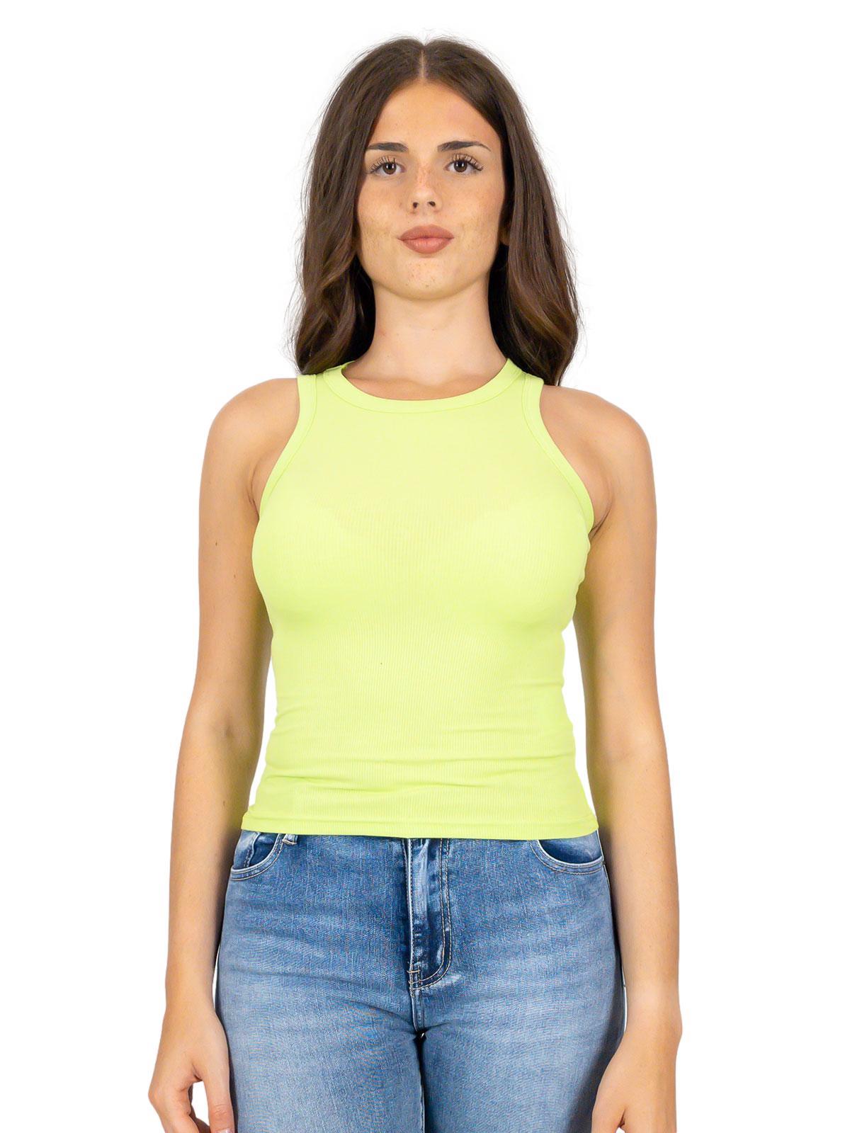 WATER JEANS Canotta Scollo Americana Donna A Costine Corta In Viscosa Aderente