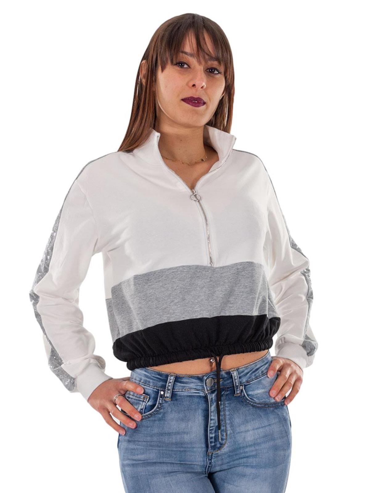 STRABELLO Felpa corta donna con zip MDL1006