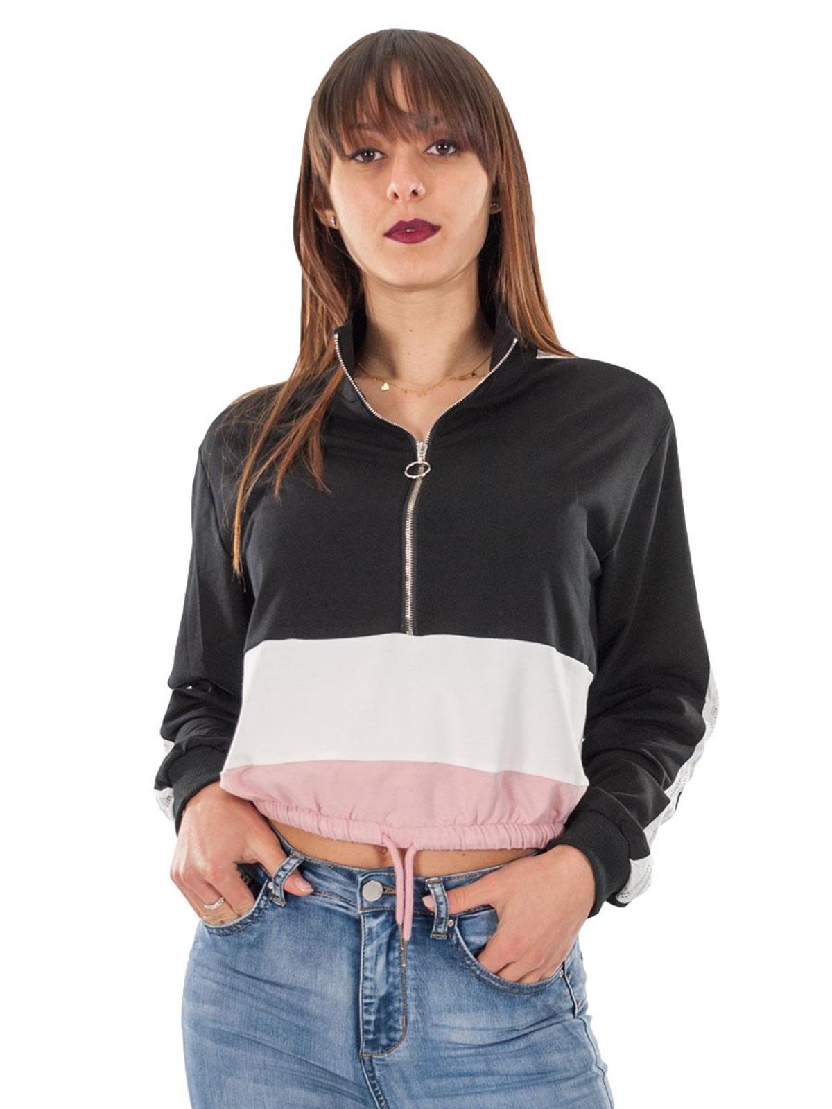 STRABELLO Felpa corta donna con zip MDL1006