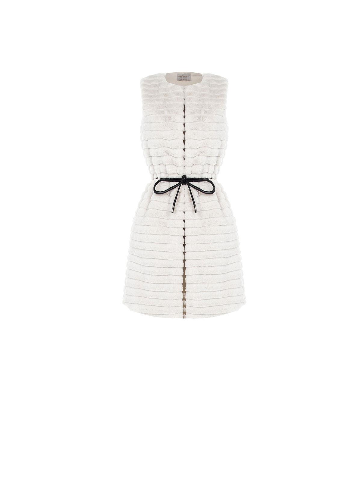 Gilet pelliccia ecologica con cintura ecopelle