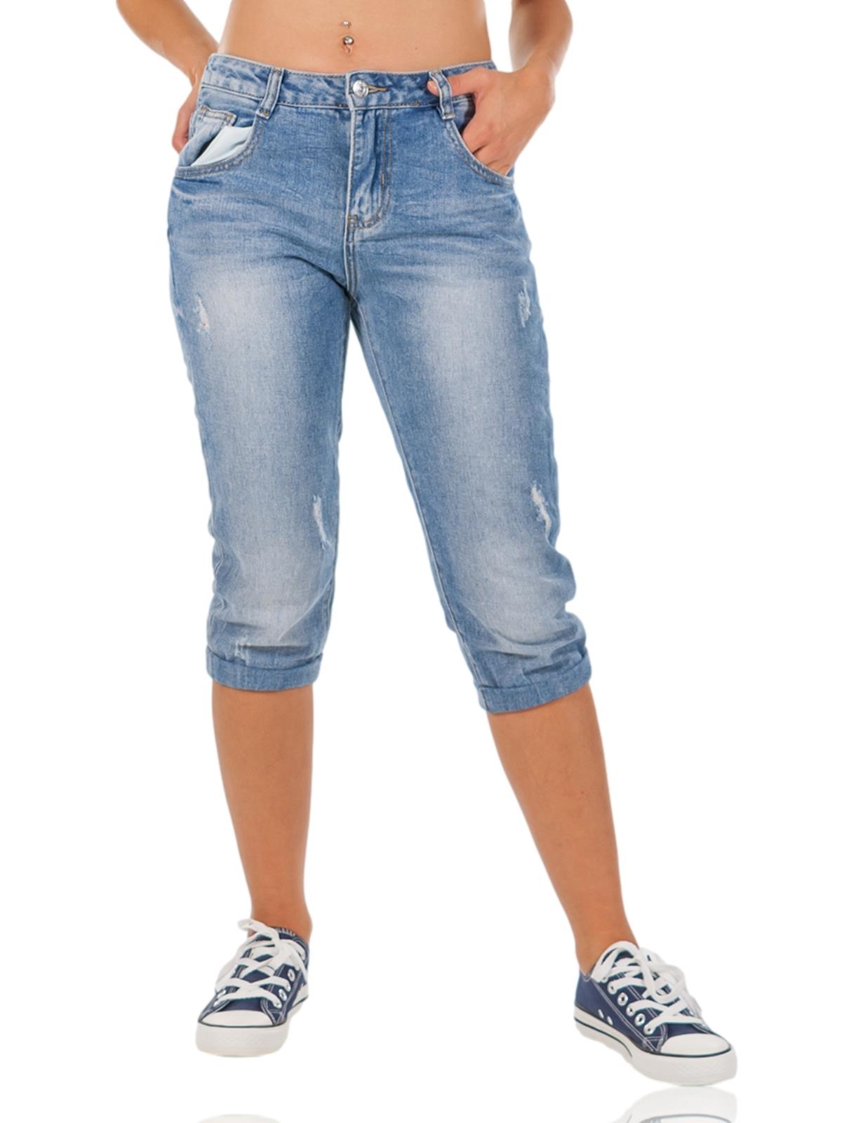 FARFALLINA Jeans pinocchietto donna estivo corto delave