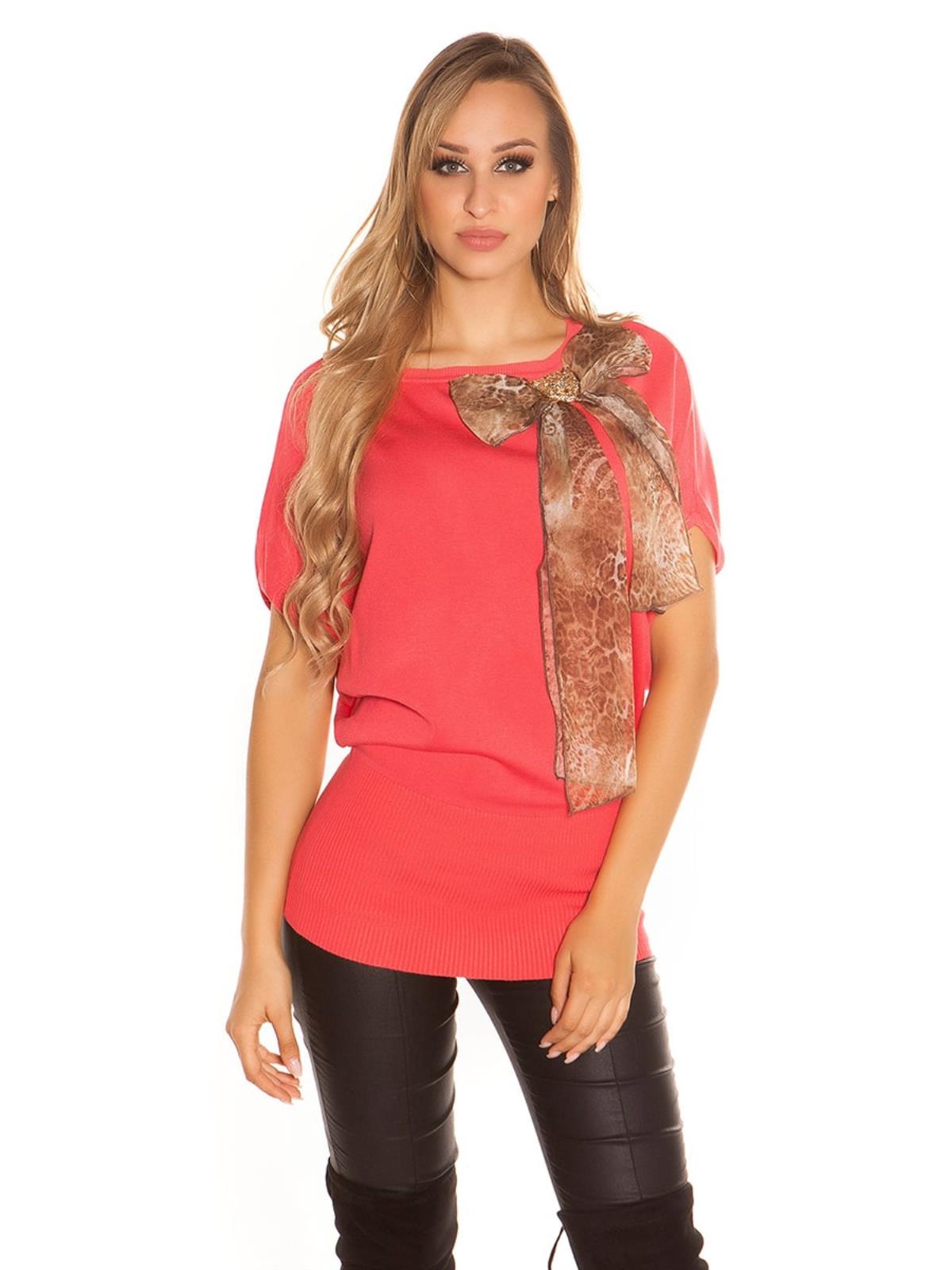 Maglia lunga donna con fiocco cucito a mano Taglia unica 40-46