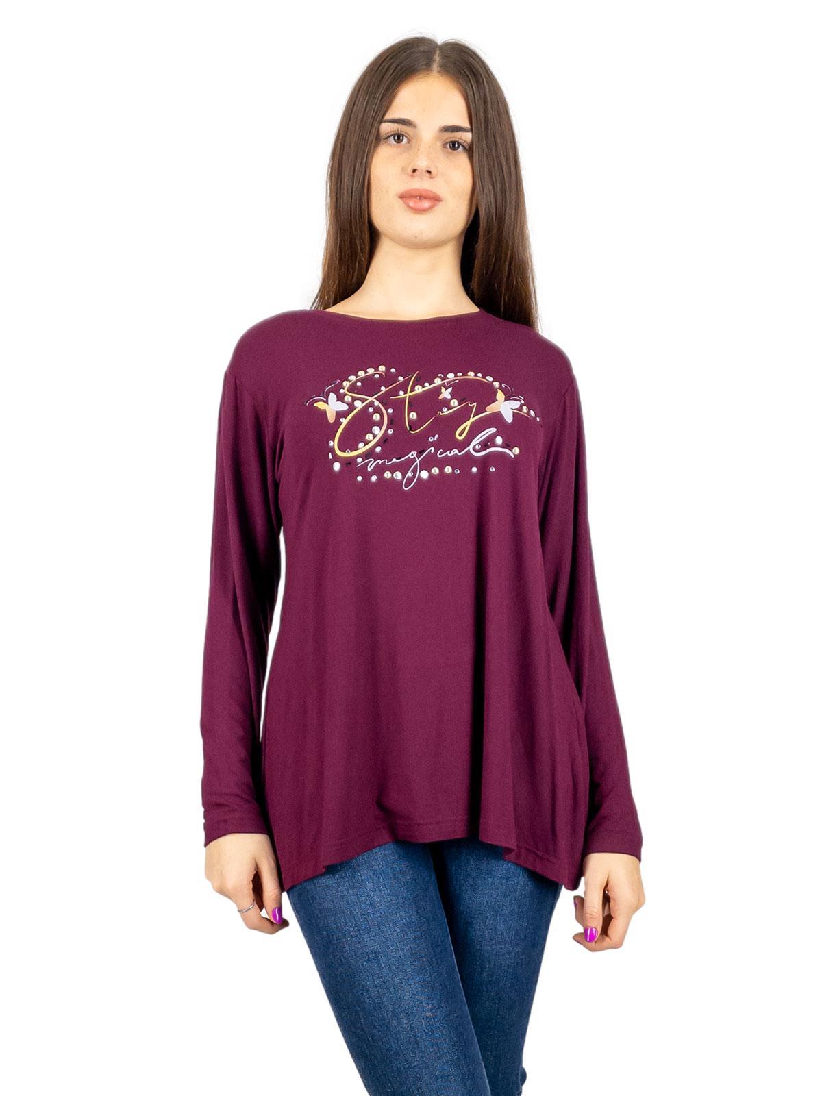 Maglia donna manica lunga in viscosa leggera girocollo