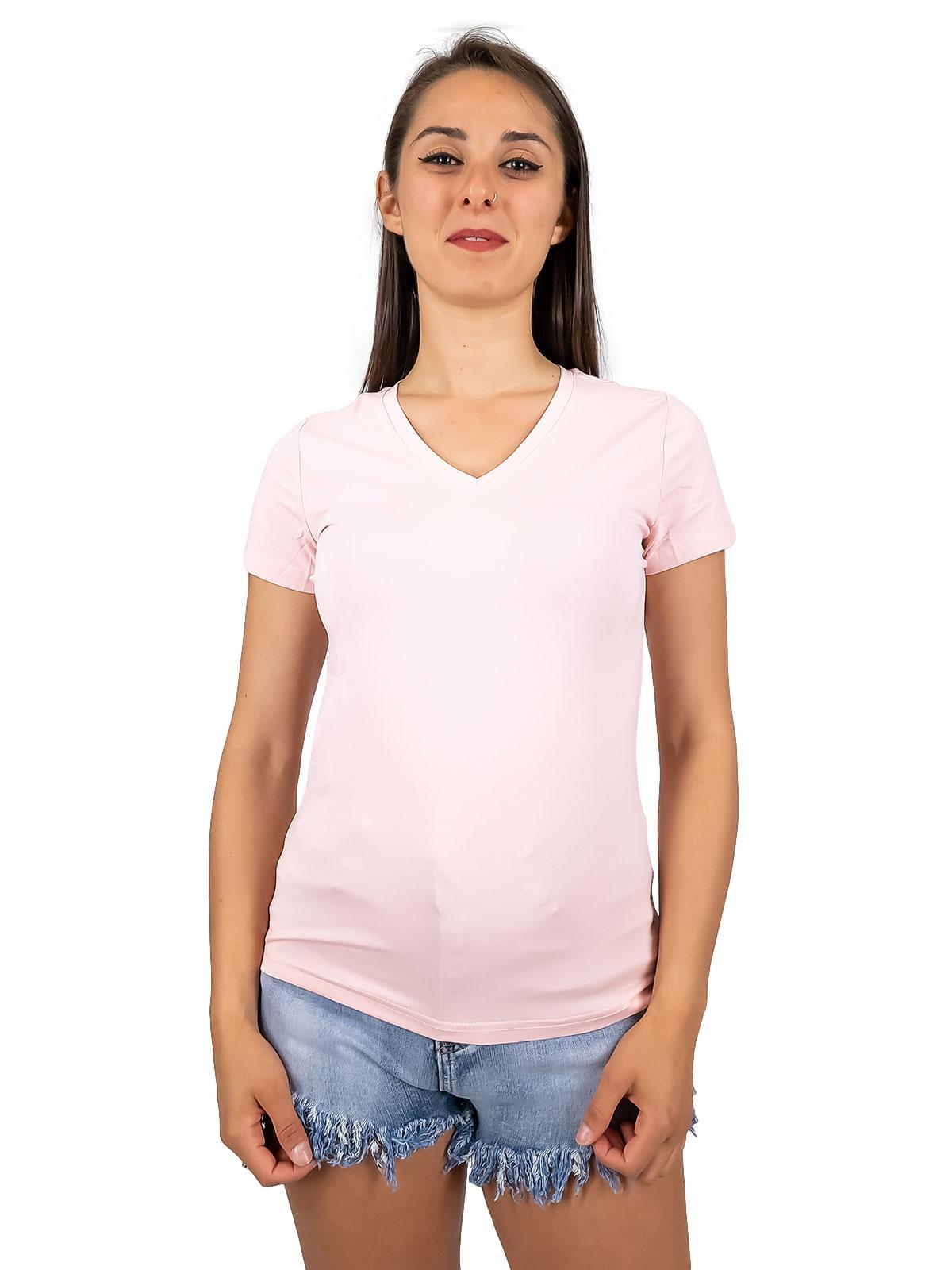 WIT GIRL T-shirt donna slim fit in cotone elasticizzato con scollo a V HYF01-Q3