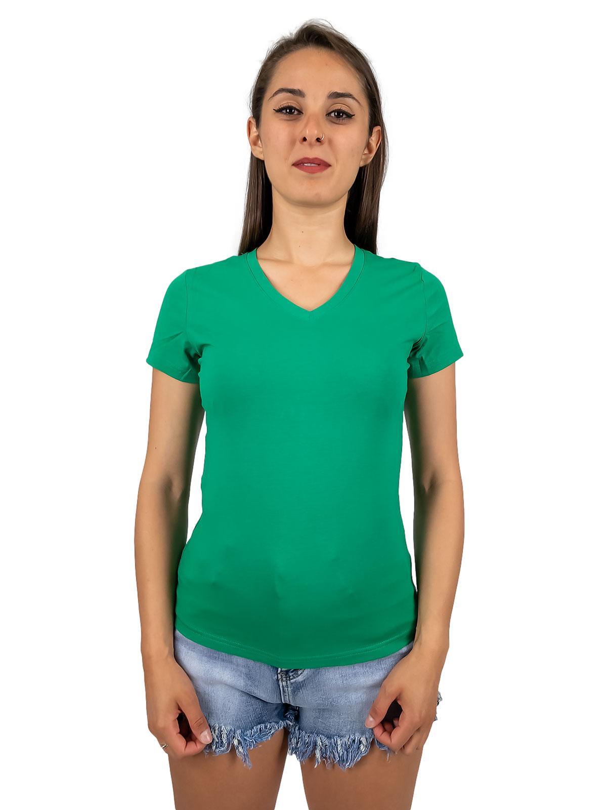 WIT GIRL T-shirt donna slim fit in cotone elasticizzato con scollo a V HYF01-Q3