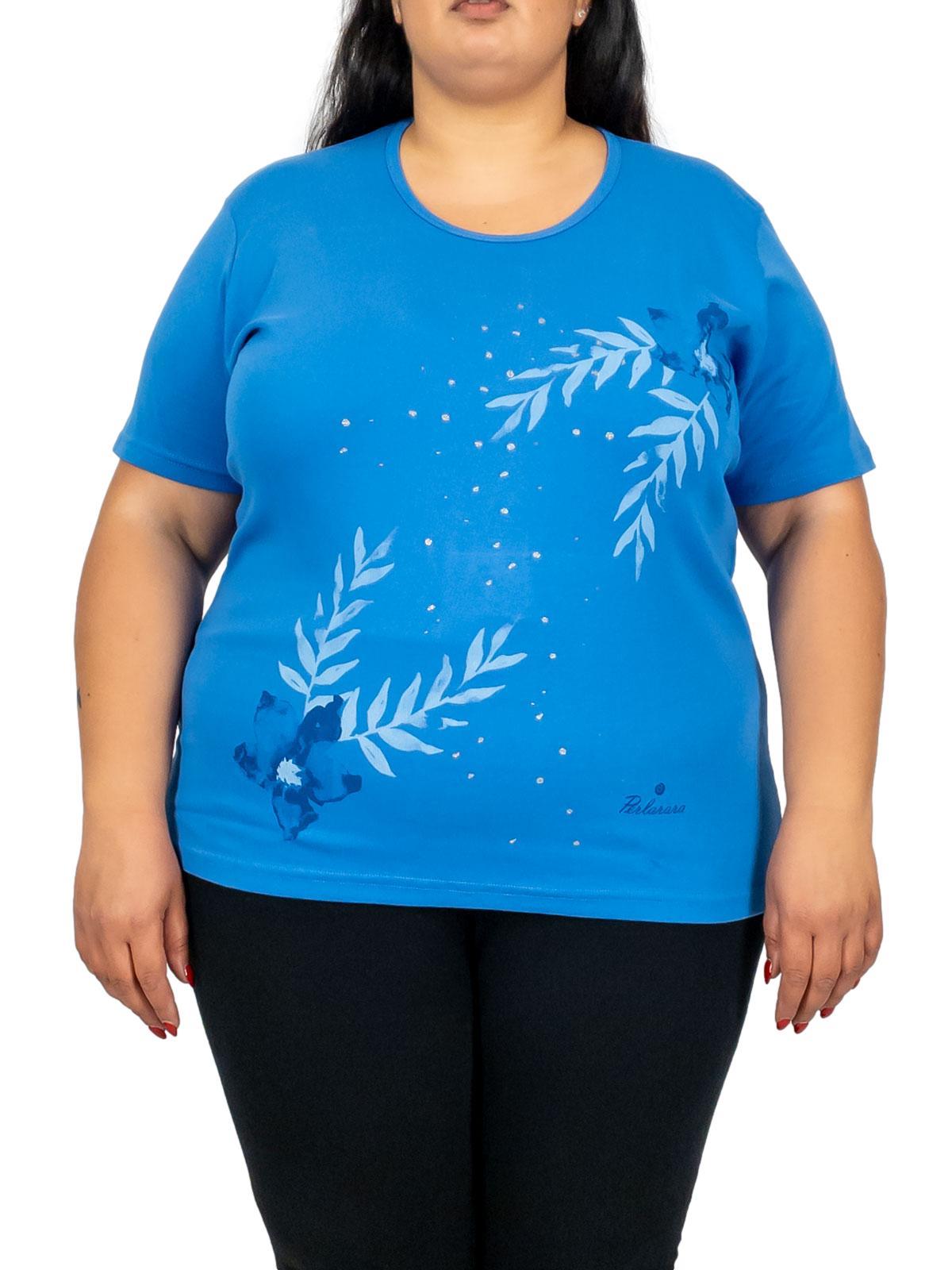 PERLARARA T-shirt donna oversize in cotone con stampa floreale e lurex – Perlarara E2126