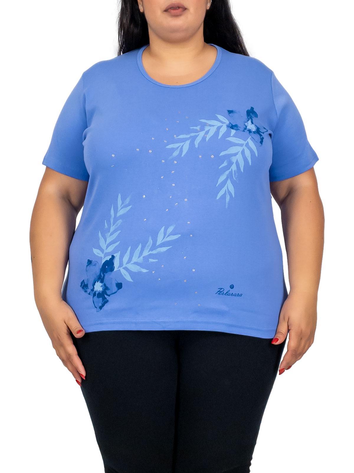 PERLARARA T-shirt donna oversize in cotone con stampa floreale e lurex – Perlarara E2126