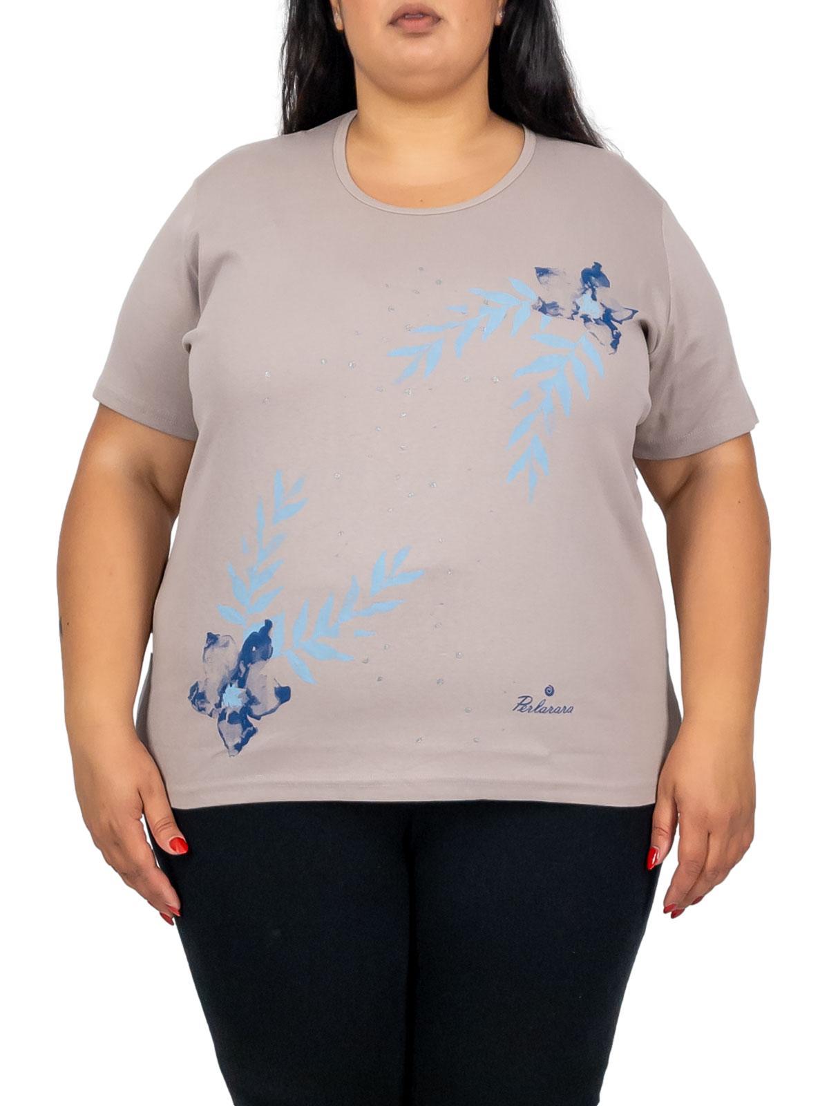 PERLARARA T-shirt donna oversize in cotone con stampa floreale e lurex – Perlarara E2126