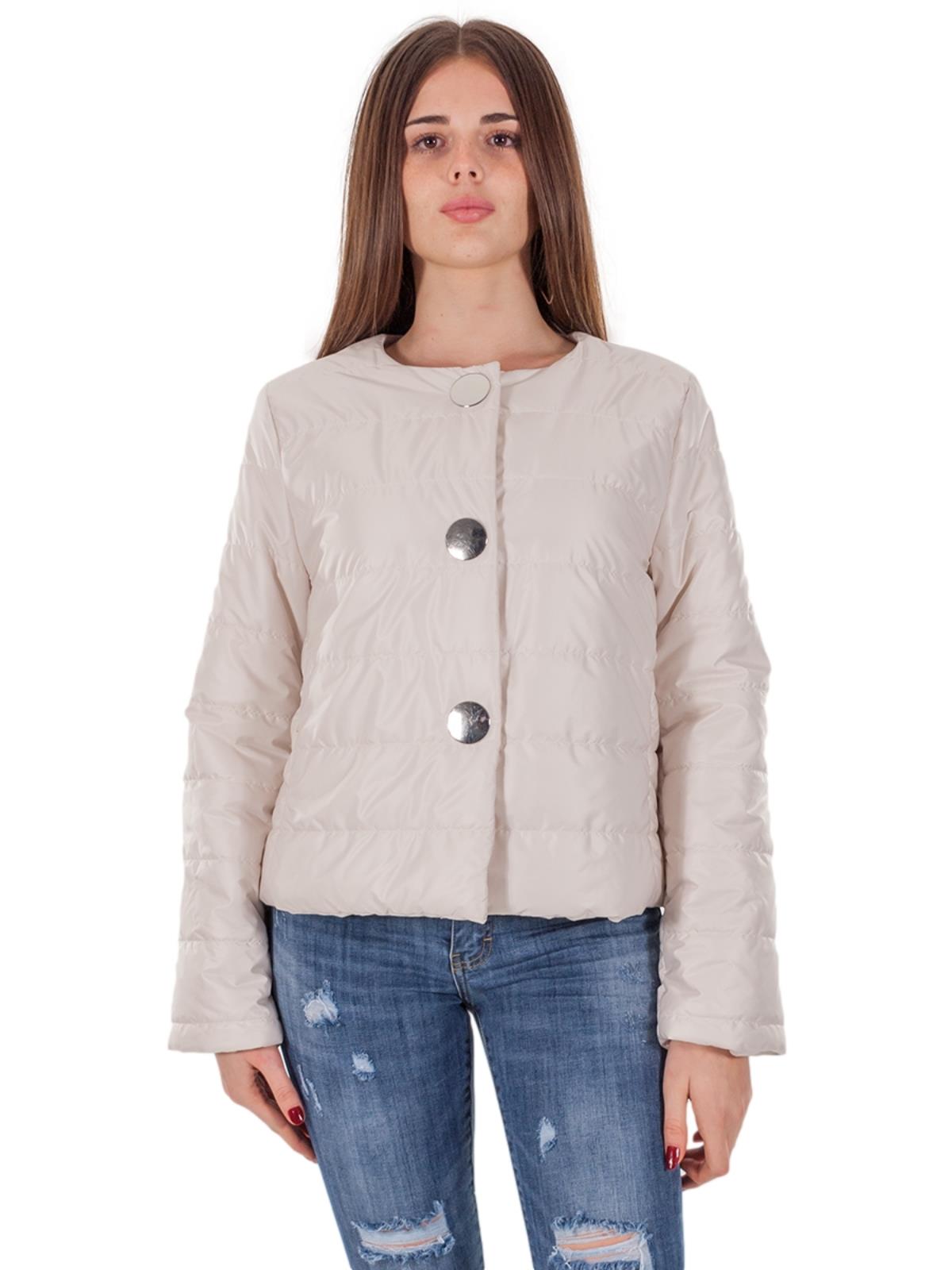 Piumino Donna Corto Giacca Invernale Svasato Bottoni A Clip