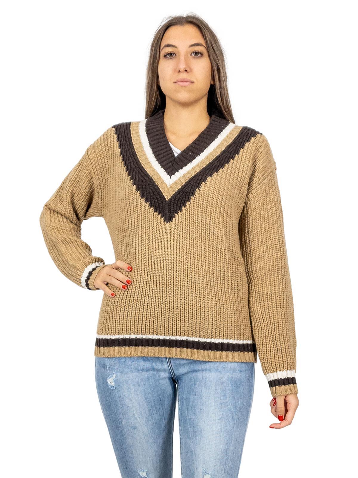 Pullover Donna Maglione Invernale Scollo A V Multicolore