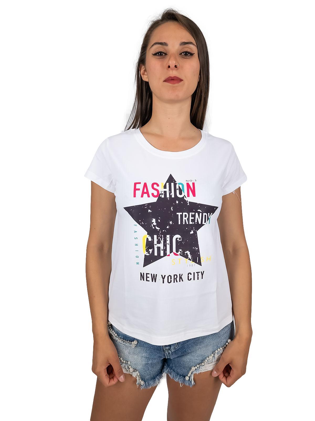 T-shirt donna con scritta o stampe a maniche corte in cotone