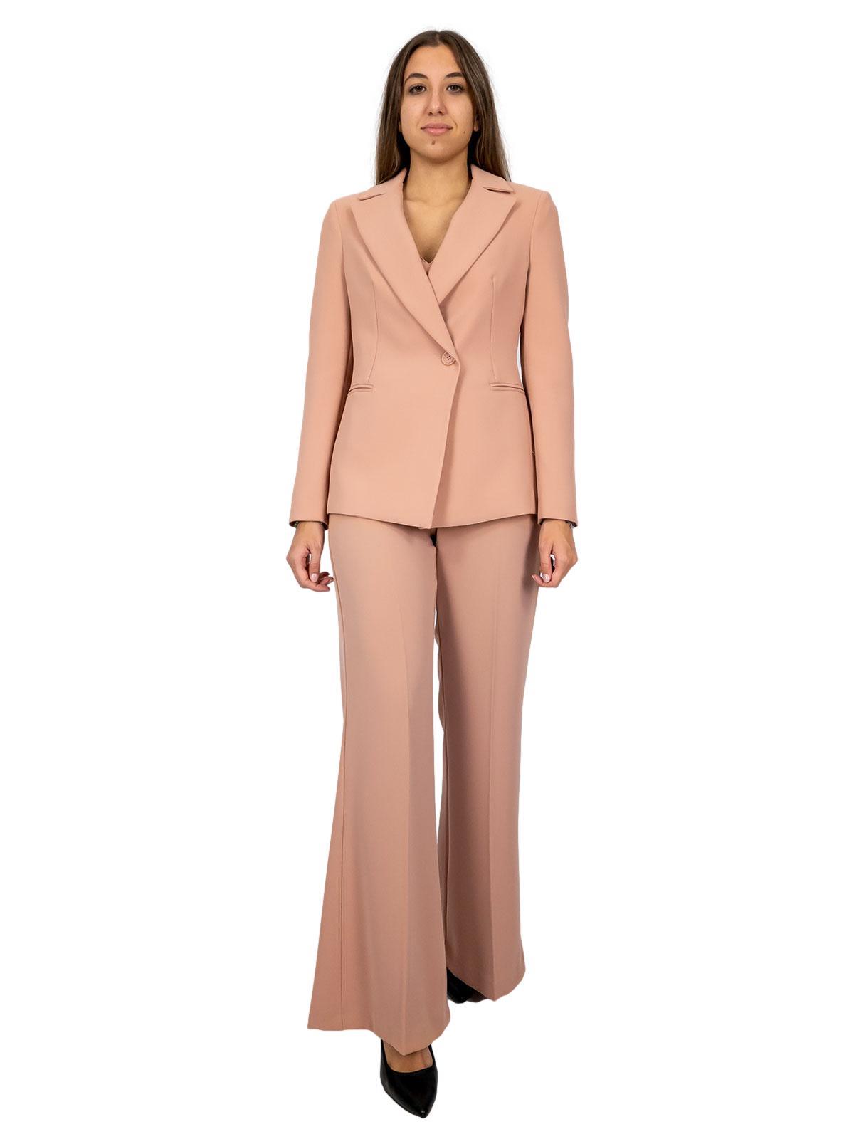 Tailleur donna con giacca in crepe e pantalone over flaire