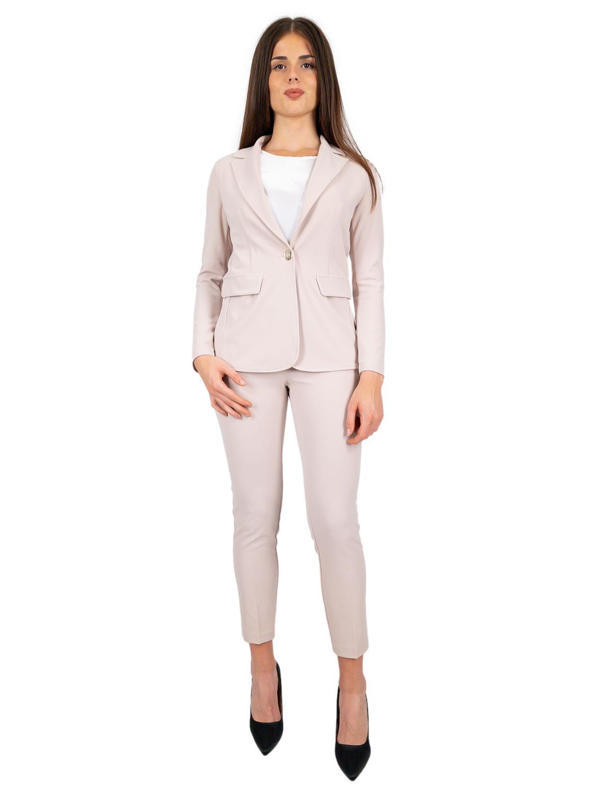 Tailleur giacca e pantaloni eleganti in crepe elasticizzati