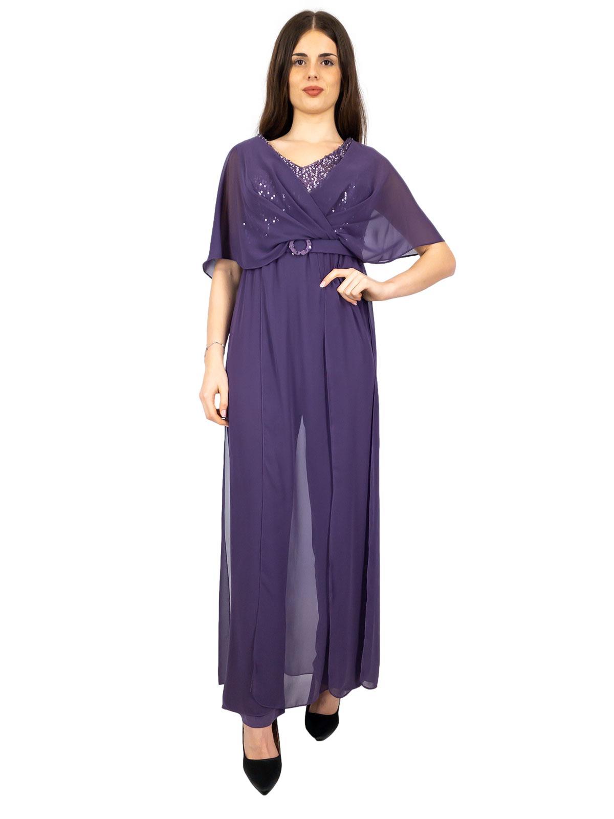 JEAN CRYÒ Tuta Elegante Per Cerimonia Jumpsuit Con Volant In Chiffon