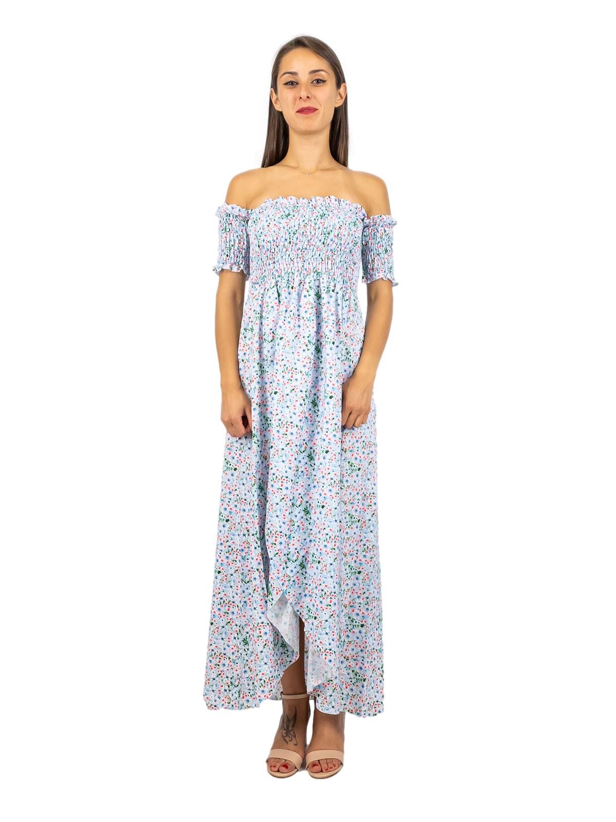 Vestito A Fiori Estivo Donna Longuette Da Giorno Con Spacco