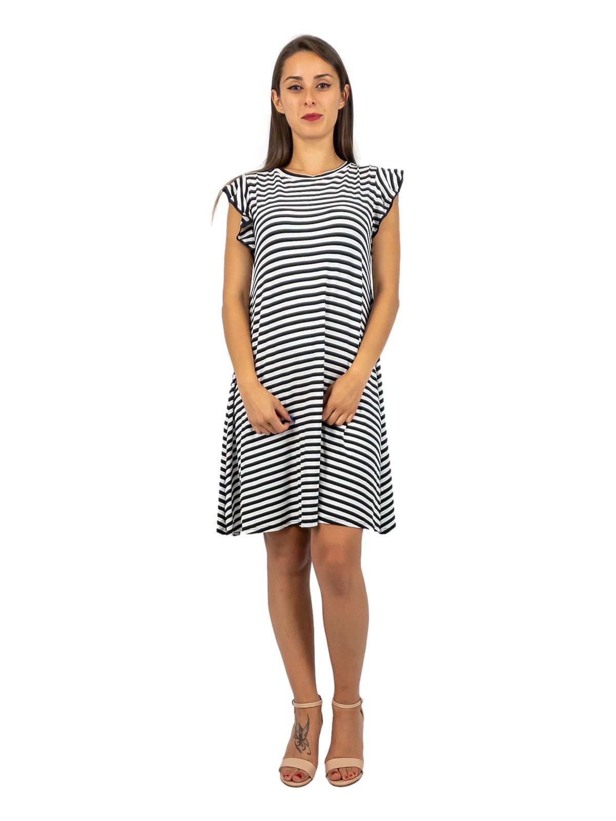 STRABELLO Vestito Donna Estivo Corto Femminile Svasato Senza Maniche A Righe