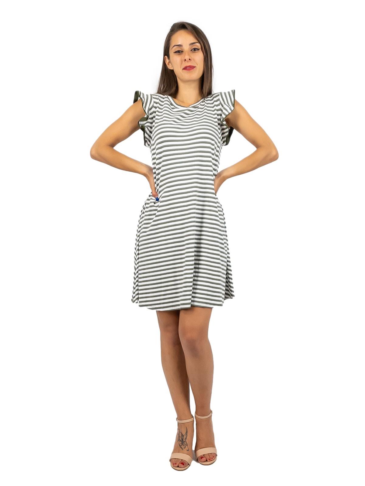 STRABELLO Vestito Donna Estivo Corto Femminile Svasato Senza Maniche A Righe