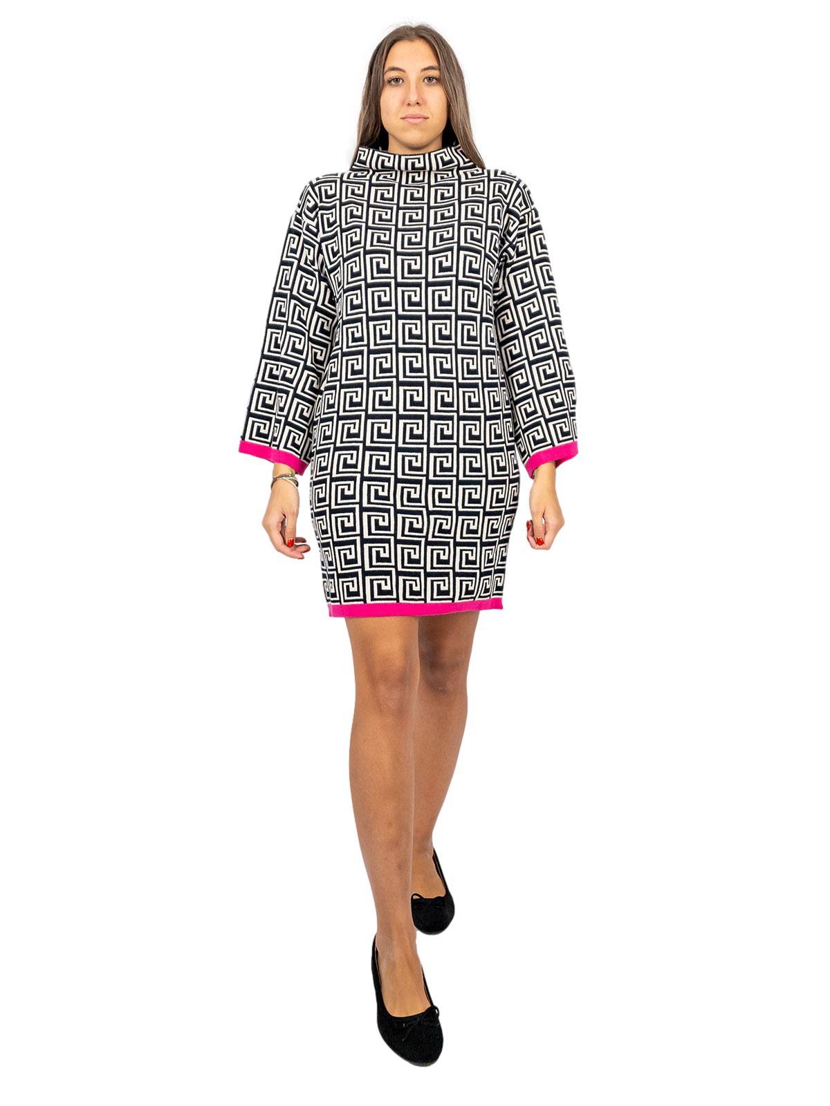 Abito In Maglia Donna Invernale Con Stampa Greca Casual