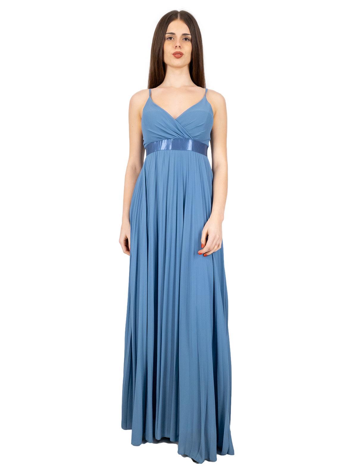 Abito lungo cerimonia stile impero elegante in georgette plissettata