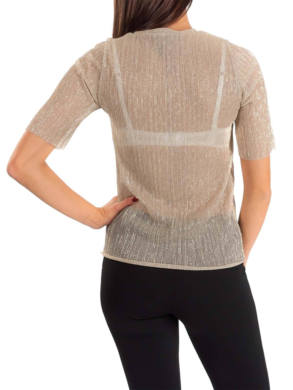 Top In Rete A Maniche Lunghe Donna | Trasparente Con Ricamo Floreale | Girocollo E Polsini Con Foro Pollice