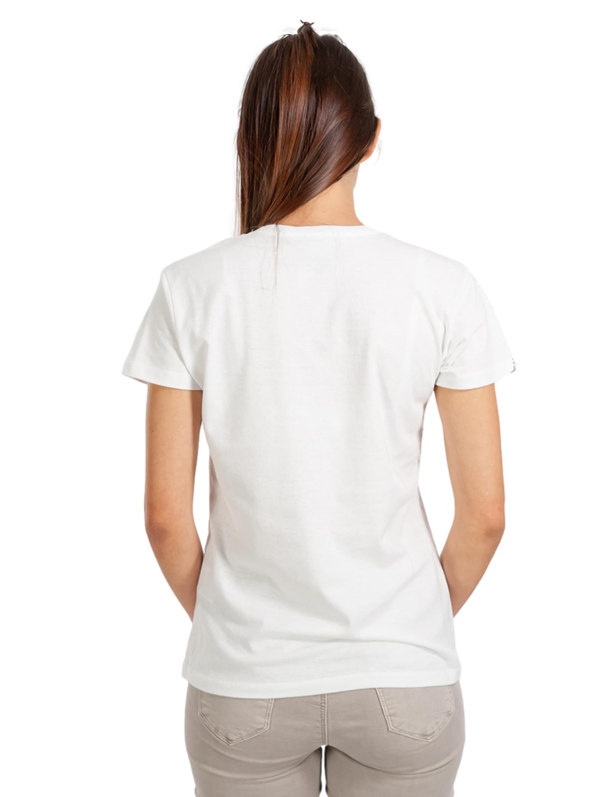 Maglietta Estiva Donna A Maniche Corte, Scollo A V Con Bottoni - Tessuto Morbidissimo Rayon E Poliestere, Casual Chic, Colore Bianco, Taglia S