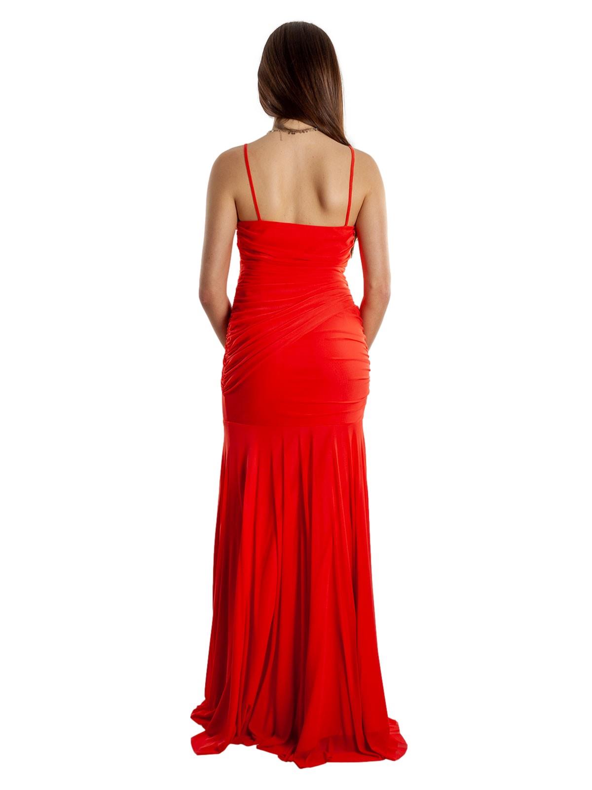 Abito Cerimonia Lungo Con Spacco Donna Elegante Spalline Fini