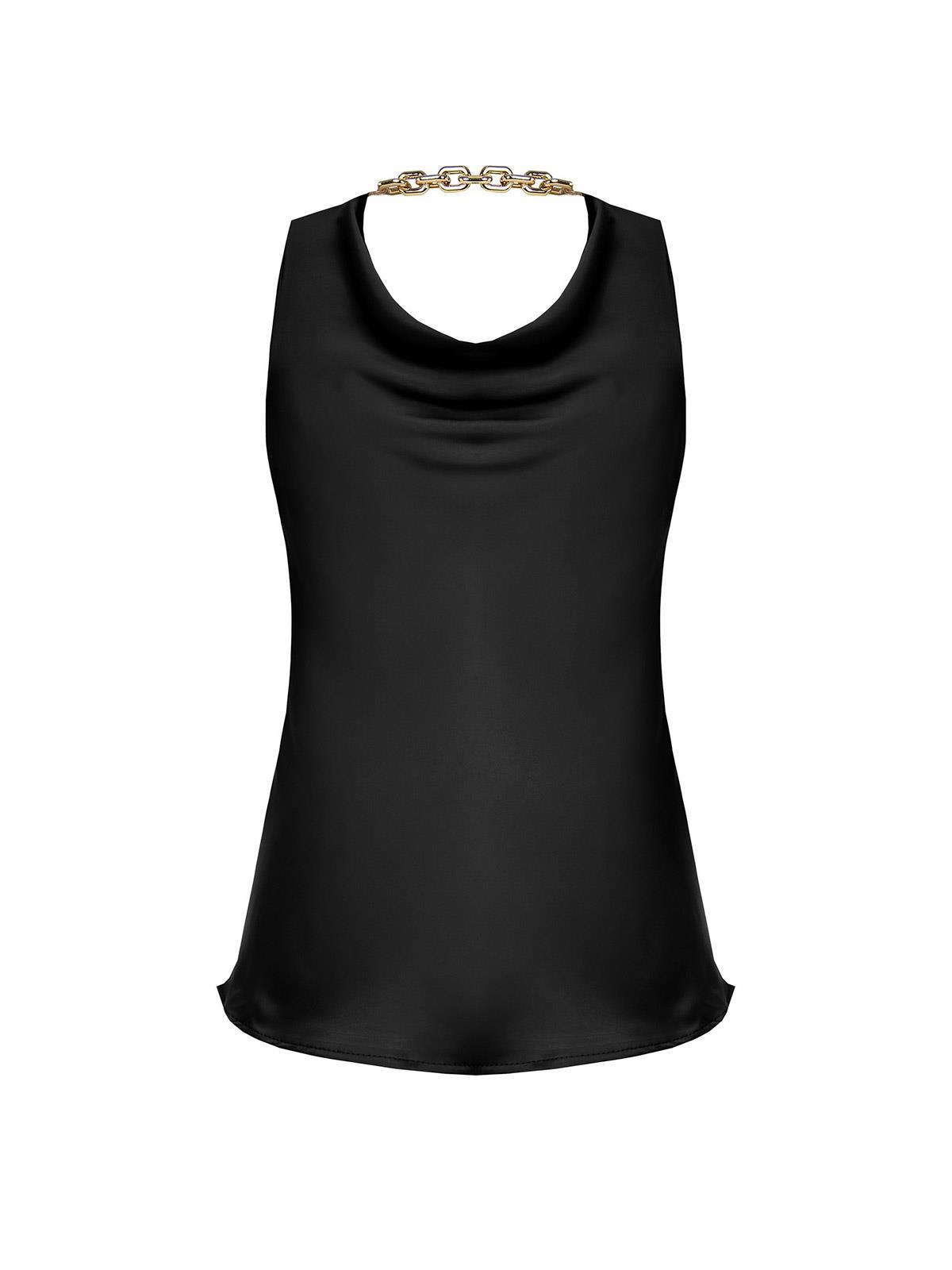 Camicia Donna Camicetta Nera Senza Maniche Blusa Elegante Donna