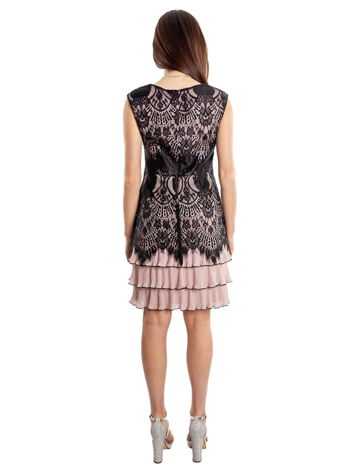 Vestito Corto Elegante Da Cerimonia O Sera In Pizzo Con Balze