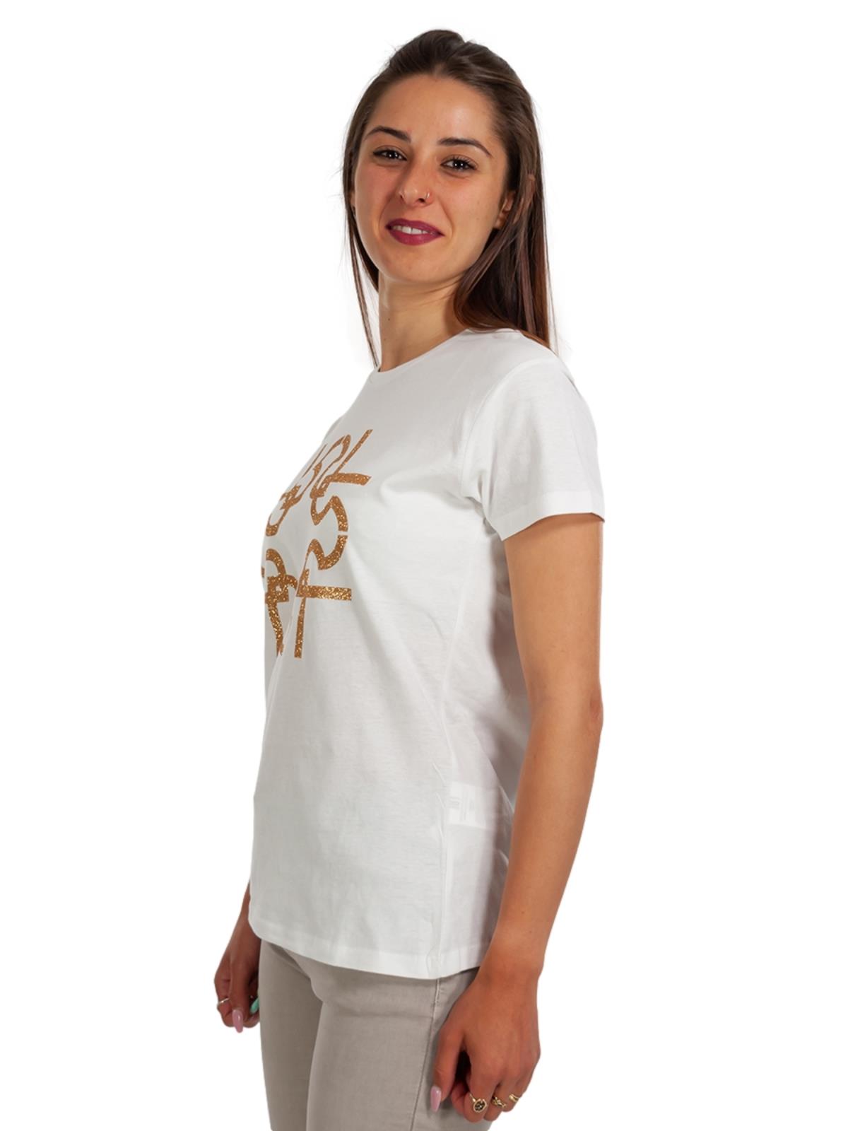 Maglietta Estiva Donna Maniche Corte, Scollo A V Con Bottone, Morbida Rayon, Taglia S, Bianco - 3