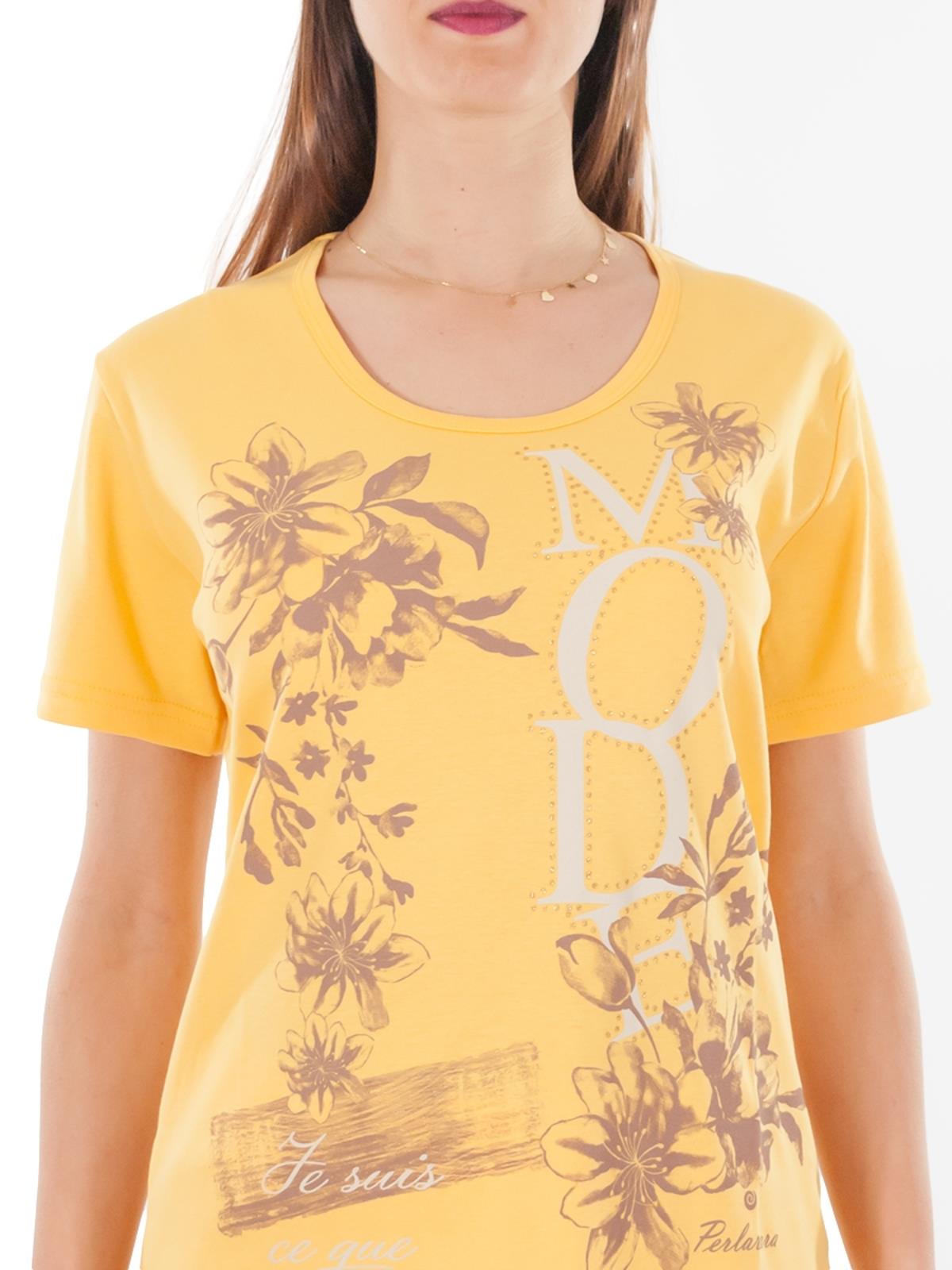Maglietta Maniche Corte Donna Cotone Stampa Perlarara E127