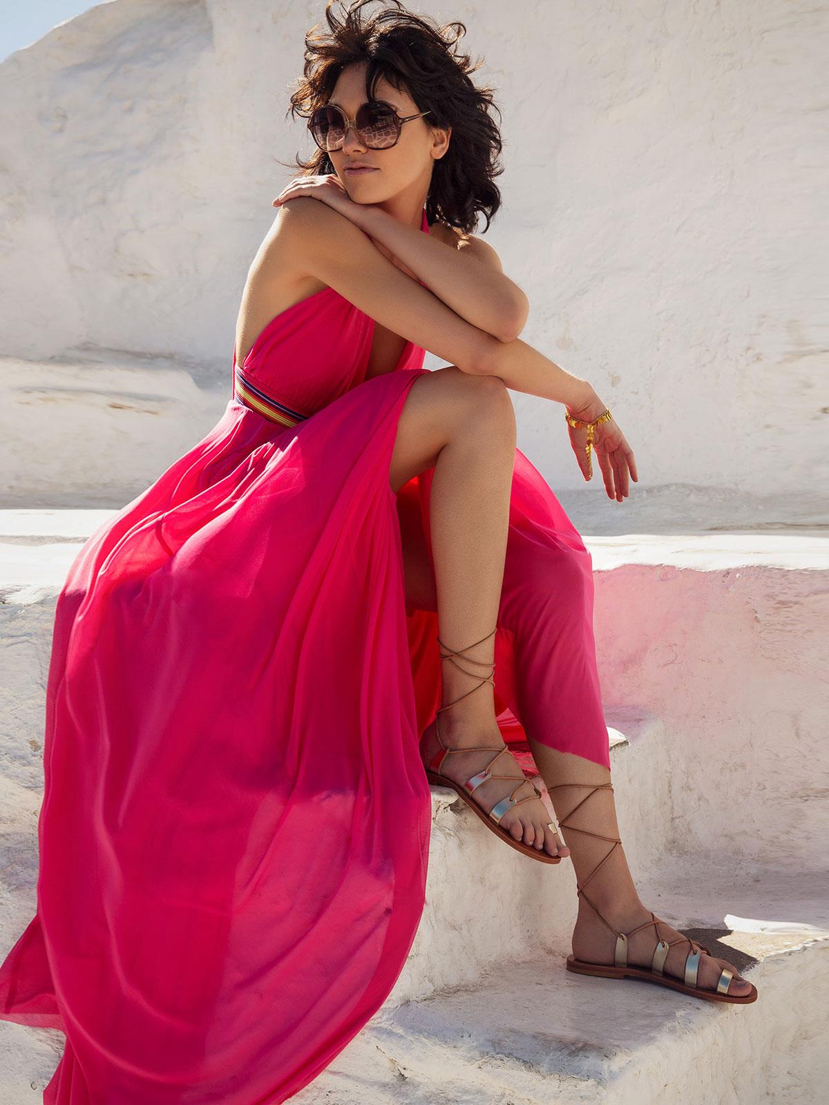 Abito Cerimonia Lungo Stile Impero Donna Estivo Scollo A V - Main Image