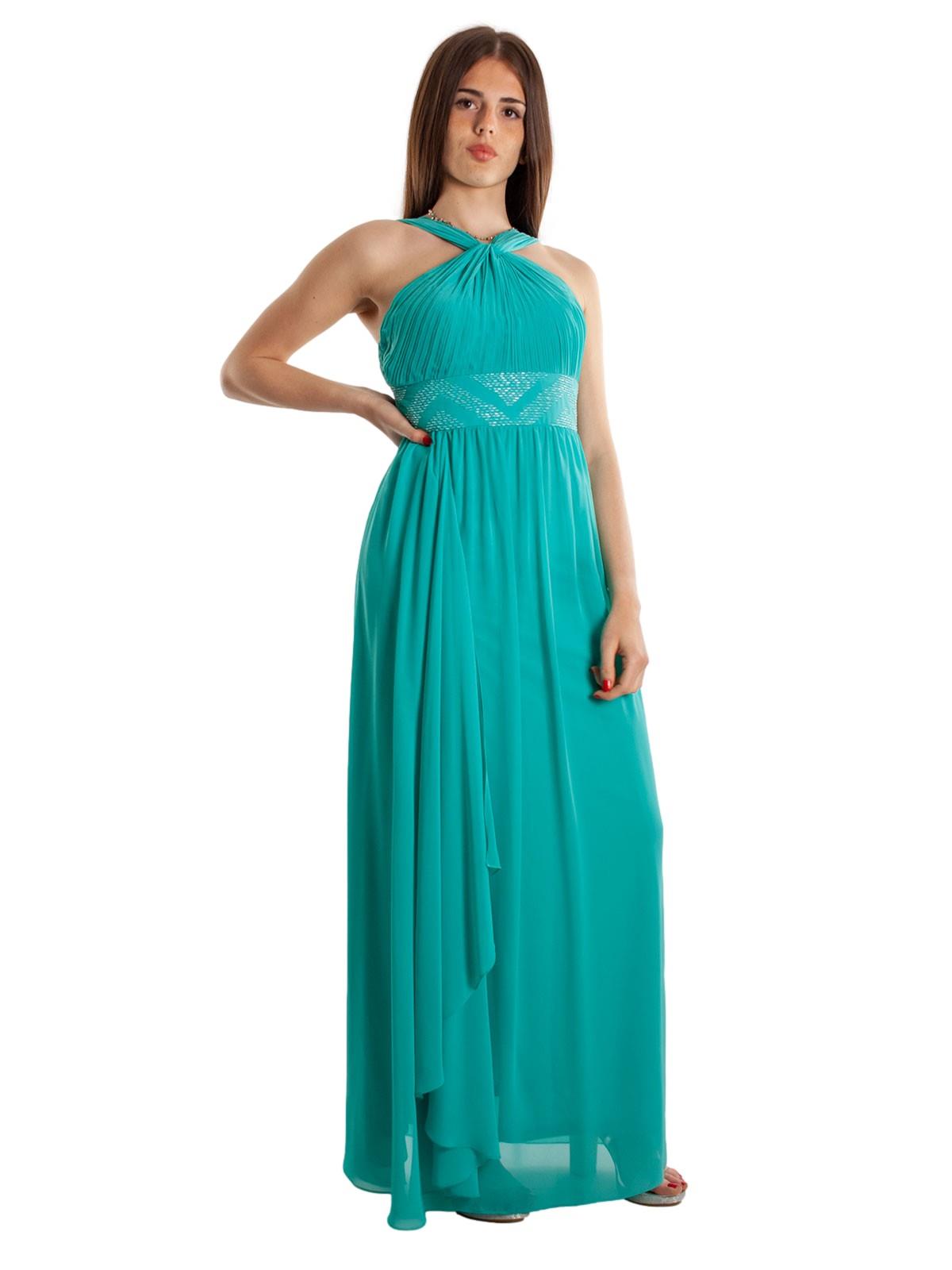 Abito Da Cerimonia Lungo Donna Stile Impero Scollo Americana