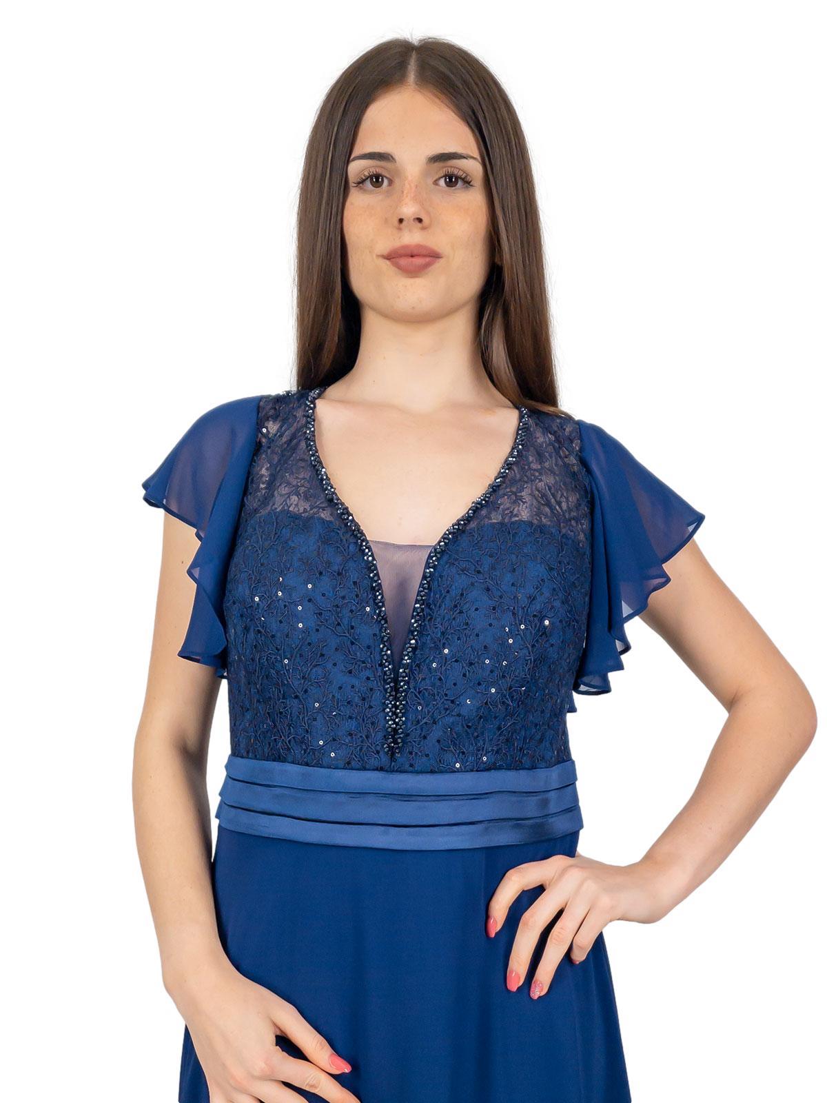 sachin and babi light blue dress Navy Blue Chiffon Bridesmaid Dress, Wedding Guest Dress, Bridesmaids Dress,  Chiffon Long Wrap Dress, Evening Dress, Formal Chiffon Dress main image 1