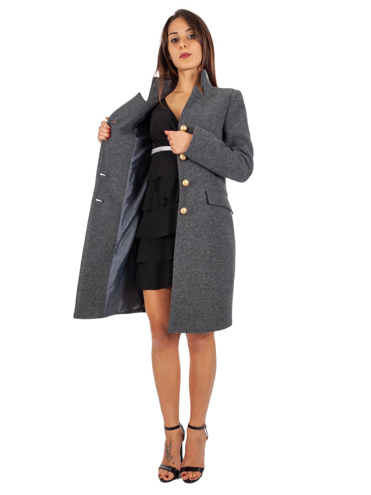 Cappotto Donna Elegante Invernale Classico Svasato Con Bottoni
