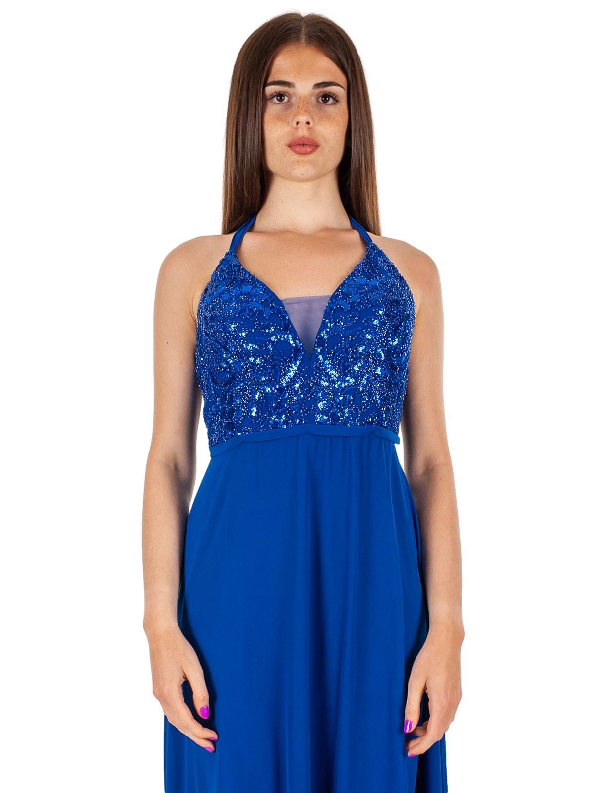 Abito Lungo Elegante Cerimonia Donna Impero Con Paillettes