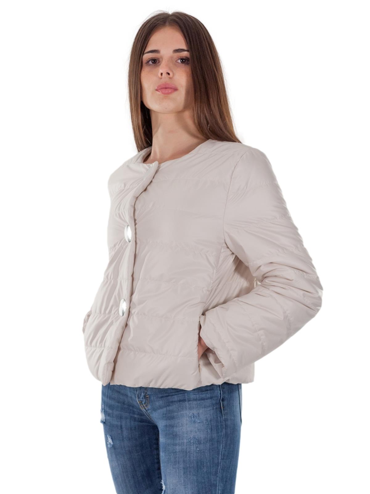 Piumino Donna Corto Giacca Invernale Svasato Bottoni A Clip